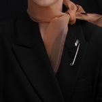 Black crystal safety pin brooch - fasfas