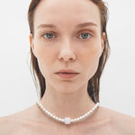 6mm texture white pearl necklace - fasfas