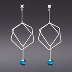 Blue tiger eyes hexagon earrings(clip-on earrings) - fasfas