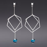 Blue tiger eyes hexagon earrings(clip-on earrings) - fasfas