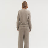 Kaschmir 100% Paola gerade gestrickte Hose naturbeige