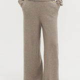 Kaschmir 100% Paola gerade gestrickte Hose naturbeige