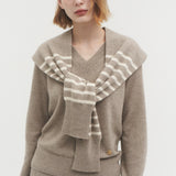Kaschmir 100% Lucia Streifen Schal Naturbeige