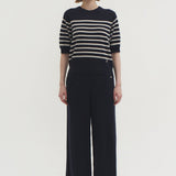 Kaschmir 100% Paola gerade gestrickte Hose Indigo Navy
