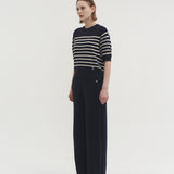 Kaschmir 100% Paola gerade gestrickte Hose Indigo Navy