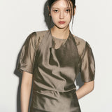 Blusa transparente com camadas e decote halter