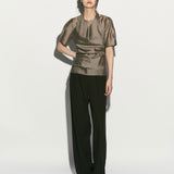 Blusa transparente com camadas e decote halter