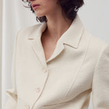 Wool-blend tweed jacket cream - fasfas