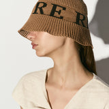 Logo knitted bucket hat beige