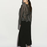 Tie wrap blouse charcoal