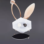 Bluelace agate rabbit brooch - fasfas