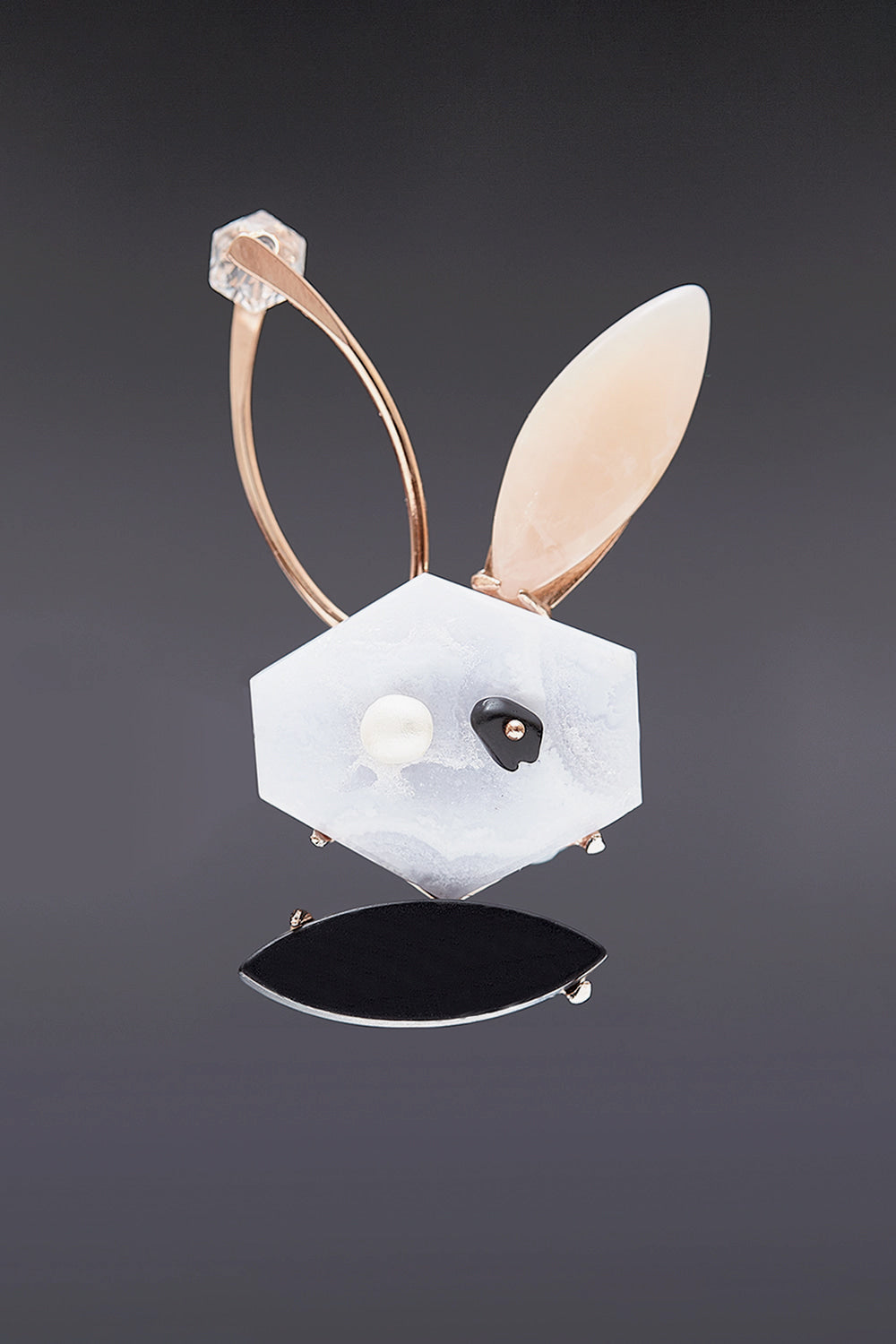 Bluelace agate rabbit brooch - fasfas