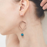 Blue tiger eyes hexagon earrings(clip-on earrings) - fasfas