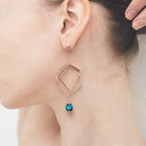 Blue tiger eyes hexagon earrings(clip-on earrings) - fasfas