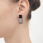 Onyx grey druzy agate earrings(clip-on earrings) - fasfas