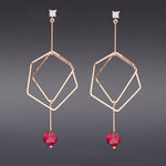 Cherry tiger eyes hexagon earrings(clip-on earrings) - fasfas