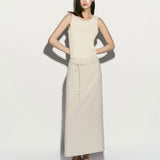 Belted midi skirt dove gray