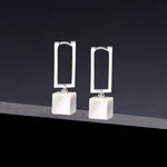 Mother of pearl sqaure hoop earrings - fasfas