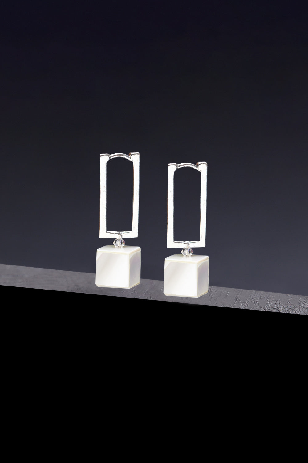 Mother of pearl sqaure hoop earrings - fasfas