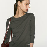 Asymmetrisches Hem Boot-Ausschnitt Top