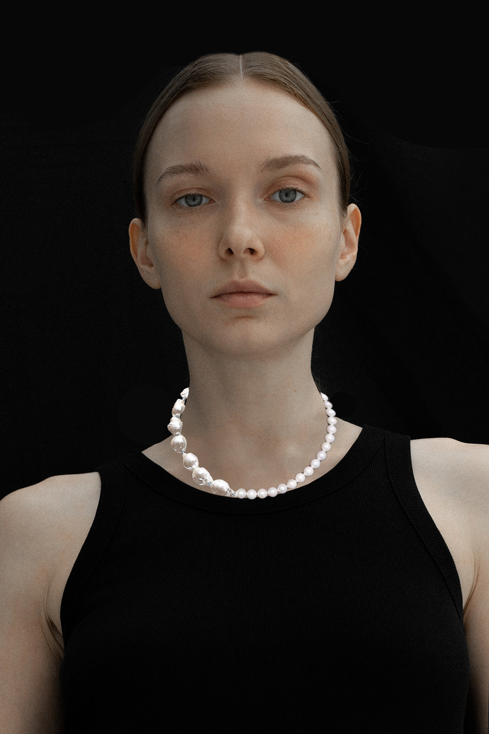 Baroque pearl melanger necklace - 8mm pearl - fasfas