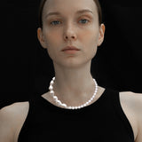 Baroque pearl melanger necklace - 8mm pearl - fasfas