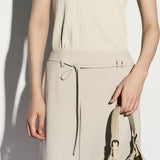 Belted midi skirt dove gray
