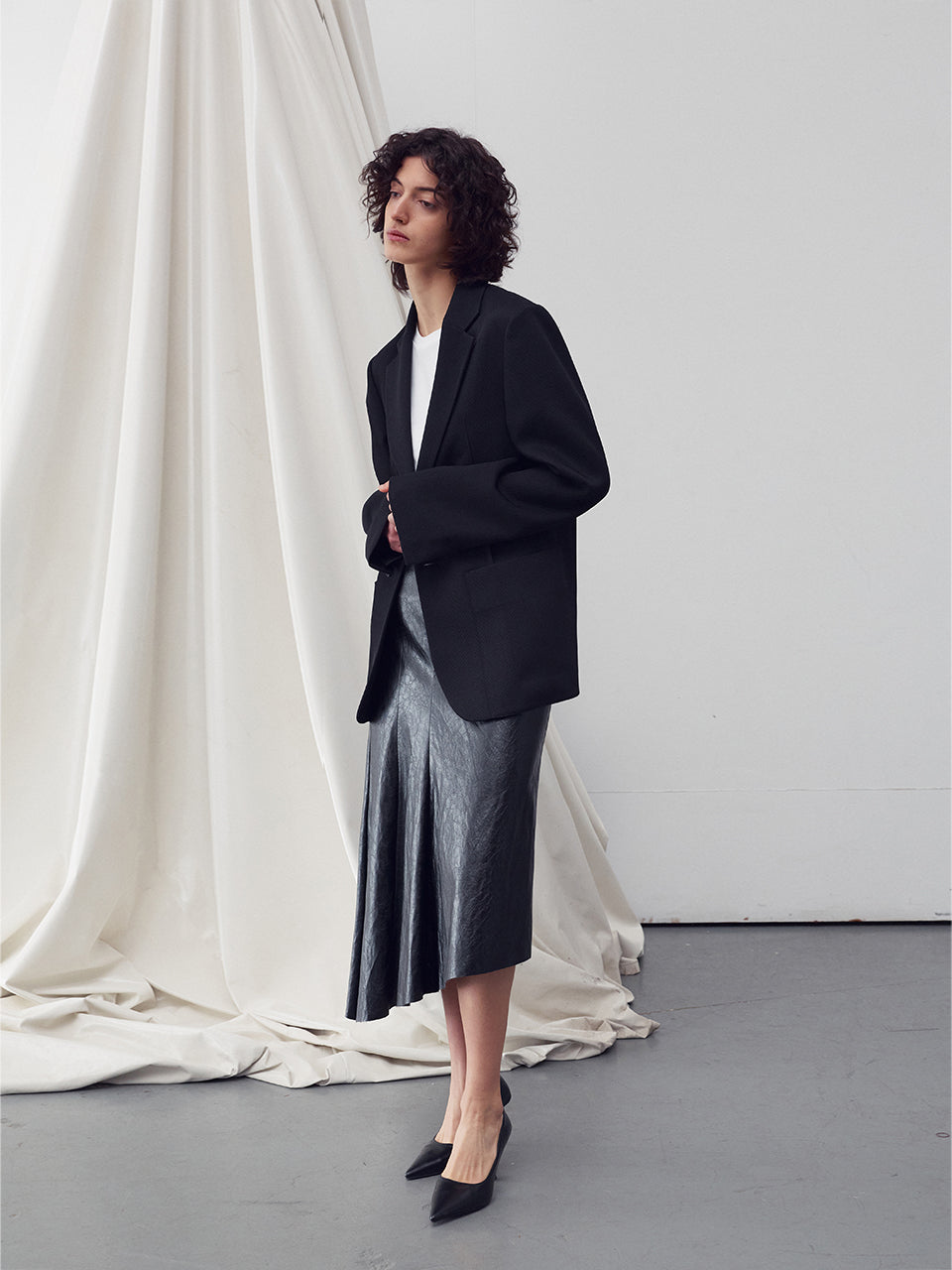 Twill blazer jacket black - fasfas