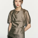 Blusa transparente com camadas e decote halter