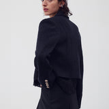 Wool-blend tweed jacket Midnight navy - fasfas