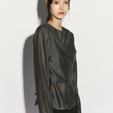 Tie wrap blouse charcoal