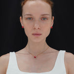 10mm red pearl core earrings(clip-on earrings) - fasfas