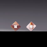 8mm cube mookaite core poise earrings(clip-on earrings) - fasfas