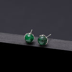 8mm green jade core earrings(clip-on–option) - fasfas