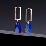 Irregular lapis lazuli sqaure hoop earrings - fasfas