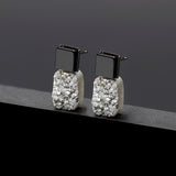 Onyx grey druzy agate earrings(clip-on earrings) - fasfas