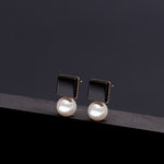 Dual onyx 8mm white pearl earrings(clip-on earrings) - fasfas
