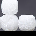 12mm white druzy agate earrings(clip-on-option) - fasfas