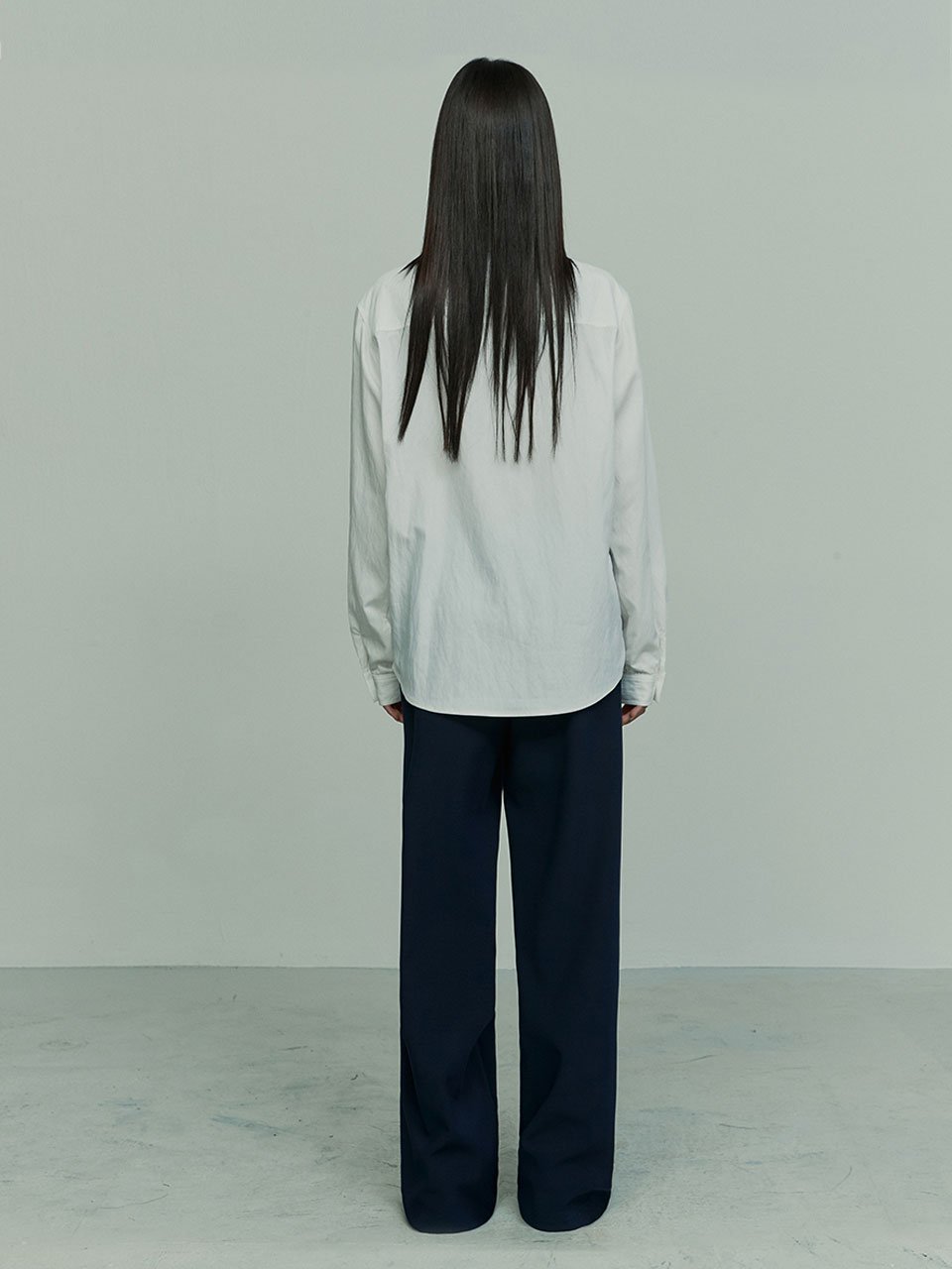 4 Colors elasticated waist straight leg trousers navy - fasfas
