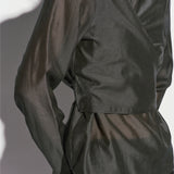 Tie wrap blouse charcoal