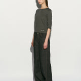 Asymmetrisches Hem Boot-Ausschnitt Top
