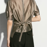 Blusa transparente com camadas e decote halter