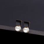Dual onyx 10mm white pearl earrings(clip-on earrings) - fasfas