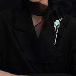 Amazonite theoria brooch silver - fasfas