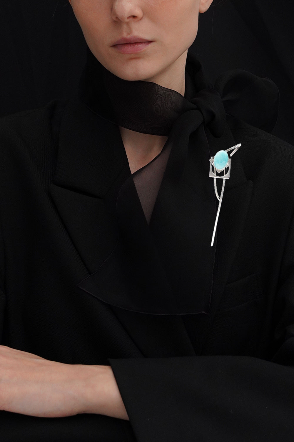 Amazonite theoria brooch silver - fasfas