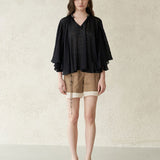Asymmetrisches Hem Boot-Ausschnitt Top