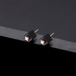 6mm cube onyx core poise earrings(clip-on-option) - fasfas