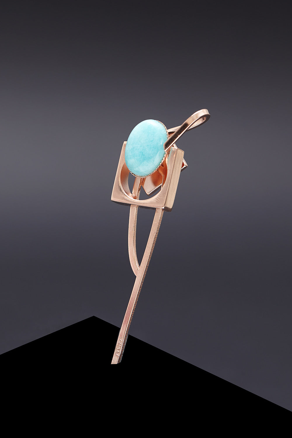 Amazonite theoria brooch rosegold - fasfas