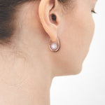 Peachmoonstone oval hoop earrings - fasfas