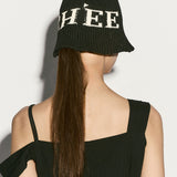 Logo knitted bucket hat black